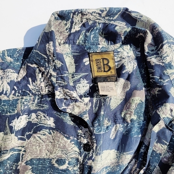 Vintage Bruno Silk Button Up - Size Large - Picture 1 of 4